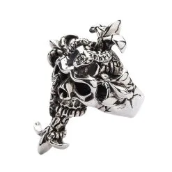 Bikerringshop Sterling Silver Snake Head Skull Ring -Outlet Rings Store snake head skull ring 5