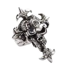 Bikerringshop Sterling Silver Snake Head Skull Ring -Outlet Rings Store snake head skull ring 6