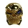 Bikerringshop Blue Sapphire 14K Yellow Gold Mens Skull Ring -Outlet Rings Store solid 14k gold skull ring