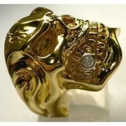 Bikerringshop Blue Sapphire 14K Yellow Gold Mens Skull Ring 13 Bikerringshop Blue Sapphire 14K Yellow Gold Mens Skull Ring -Outlet Rings Store solid 14k gold skull ring 5