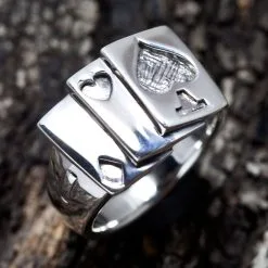 Bikerringshop Spade Card Sterling Silver Mens Rings -Outlet Rings Store spade card gamble ring 2