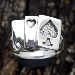 Bikerringshop Spade Card Sterling Silver Mens Rings