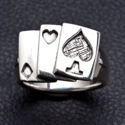 Bikerringshop Spade Card Sterling Silver Mens Rings -Outlet Rings Store spade card gamble ring 4