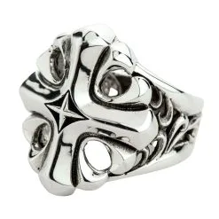 Bikerringshop Sterling Silver Star Cross Ring -Outlet Rings Store star cross ring 2