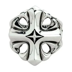 Bikerringshop Sterling Silver Star Cross Ring