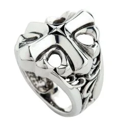 Bikerringshop Sterling Silver Star Cross Ring -Outlet Rings Store star cross ring 5