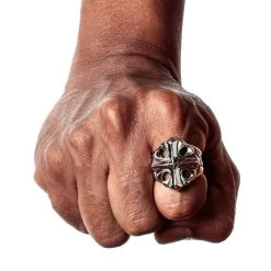 Bikerringshop Sterling Silver Star Cross Ring -Outlet Rings Store star cross ring 8