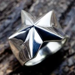 Bikerringshop Sterling Silver Men's Star Ring -Outlet Rings Store star ring sterling silver 2