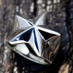 Bikerringshop Sterling Silver Men's Star Ring -Outlet Rings Store star ring sterling silver 3
