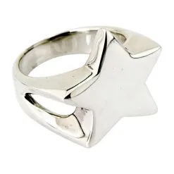 Bikerringshop Star Sterling Silver Ring