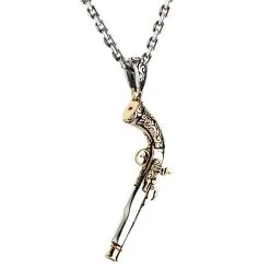 Bikerringshop 925 Sterling Silver Steampunk Mexican Shotgun Pendant Necklace 16 Bikerringshop 925 Sterling Silver Steampunk Mexican Shotgun Pendant Necklace -Outlet Rings Store steampunk shotgun necklace