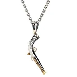 Bikerringshop 925 Sterling Silver Steampunk Mexican Shotgun Pendant Necklace