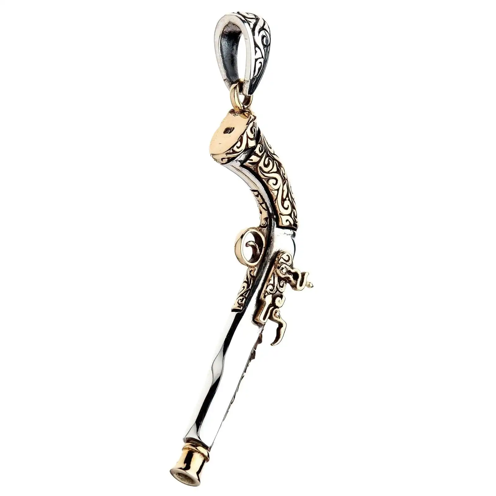 Bikerringshop 925 Sterling Silver Steampunk Mexican Shotgun Pendant Necklace 4 Bikerringshop 925 Sterling Silver Steampunk Mexican Shotgun Pendant Necklace - Image 2