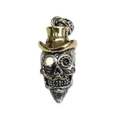 Bikerringshop Sterling Silver Brass Steampunk Skull Pendant