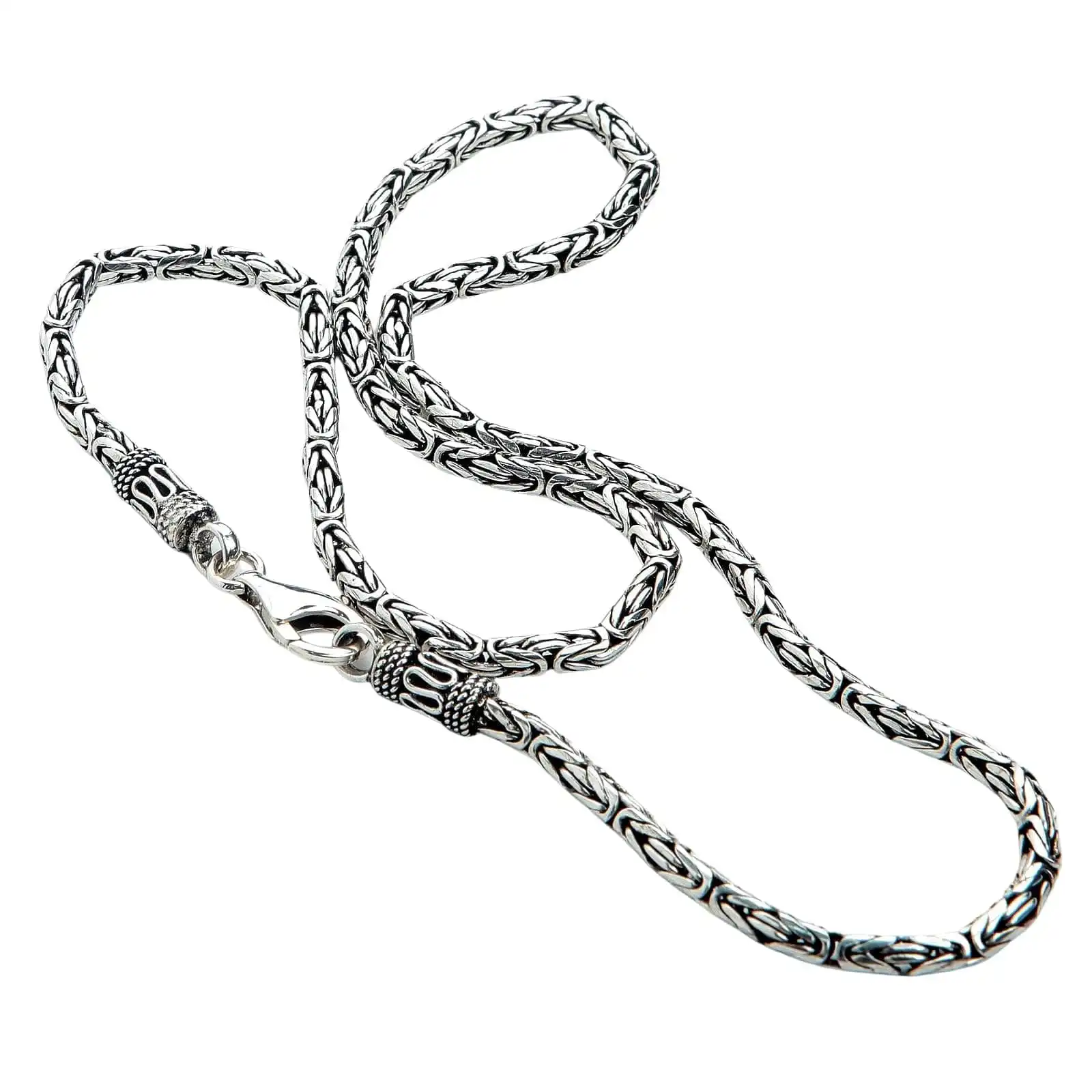Bikerringshop 3mm Sterling Silver Byzantine Chain Necklace 4 Bikerringshop 3mm Sterling Silver Byzantine Chain Necklace - Image 2