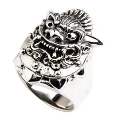 Bikerringshop Sterling Silver Japanese Devil Mask Ring