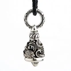 Bikerringshop Sterling Silver Japanese Koi Bell Pendant -Outlet Rings Store sterling silver Japanese koi bell pendant 2