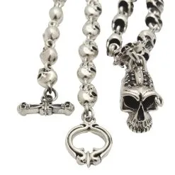 Bikerringshop Sterling Silver Biker Punk Skull Pendant Necklace -Outlet Rings Store sterling silver biker punk skull pendant necklace 2