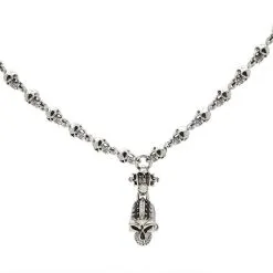 Bikerringshop Sterling Silver Biker Punk Skull Pendant Necklace -Outlet Rings Store sterling silver biker punk skull pendant necklace 3