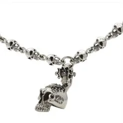 Bikerringshop Sterling Silver Biker Punk Skull Pendant Necklace -Outlet Rings Store sterling silver biker punk skull pendant necklace 4