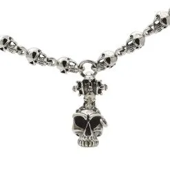 Bikerringshop Sterling Silver Biker Punk Skull Pendant Necklace -Outlet Rings Store sterling silver biker punk skull pendant necklace 7