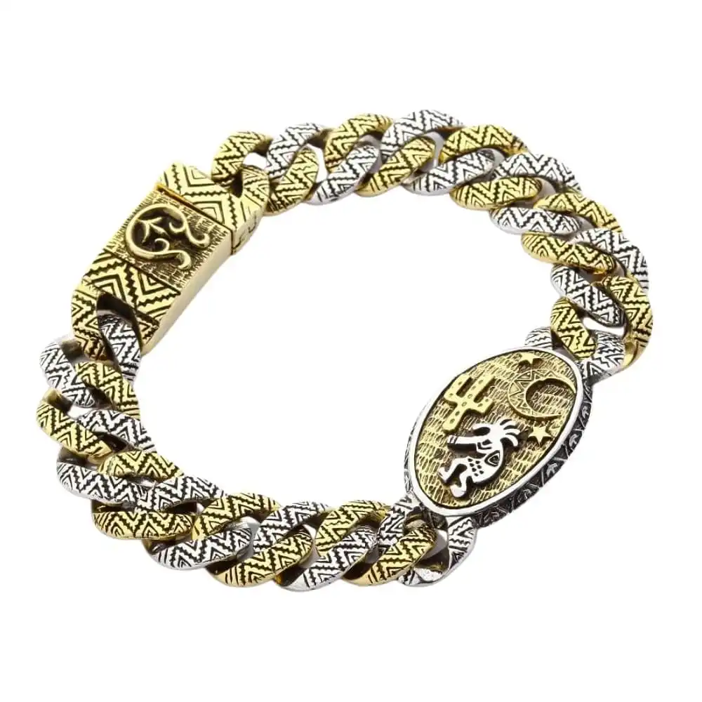 Bikerringshop Sterling Silver Brass Kokopelli Bracelet 3 Bikerringshop Sterling Silver Brass Kokopelli Bracelet