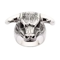 Bikerringshop Sterling Silver Bull Taurus Ring
