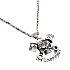 Bikerringshop Sterling Silver Chopper Skull Biker Pendant -Outlet Rings Store sterling silver chopper skull biker pendant 2