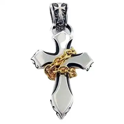 Bikerringshop Sterling Silver Cross Pendant Necklace 5 Bikerringshop Sterling Silver Cross Pendant Necklace - Image 3