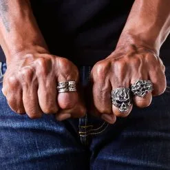 Bikerringshop Sterling Silver Designer Gold Cross Ring -Outlet Rings Store sterling silver designer gold cross rings