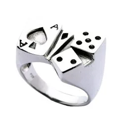 Bikerringshop Sterling Silver Card Dice Lucky Ring -Outlet Rings Store sterling silver dice lucky ring 11