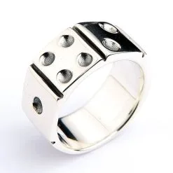 Bikerringshop Sterling Silver Dice Ring -Outlet Rings Store sterling silver dice ring