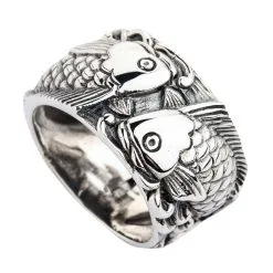 Bikerringshop Sterling Silver Fish Koi Mens Wedding Bands Ring 14 Bikerringshop Sterling Silver Fish Koi Mens Wedding Bands Ring -Outlet Rings Store sterling silver fish koi mens wedding bands ring 3