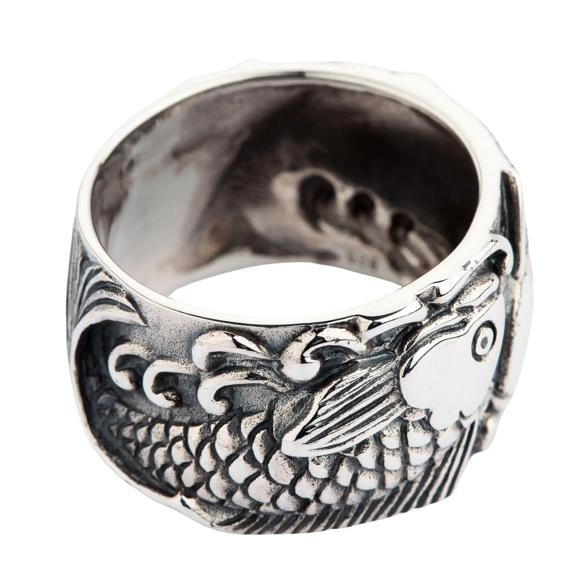 Bikerringshop Sterling Silver Fish Koi Mens Wedding Bands Ring 9 Bikerringshop Sterling Silver Fish Koi Mens Wedding Bands Ring - Image 7