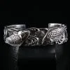 Bikerringshop Sterling Silver Koi Bangle Cuff Bracelet -Outlet Rings Store sterling silver koi bangle cuff bracelet
