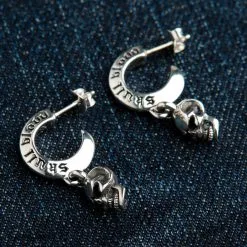 Bikerringshop Sterling Silver Dangle Mad Skull Earrings -Outlet Rings Store sterling silver mad skull earrings 2