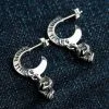 Bikerringshop Sterling Silver Dangle Mad Skull Earrings -Outlet Rings Store sterling silver mad skull earrings 4