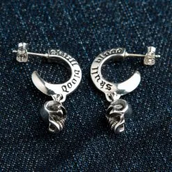 Bikerringshop Sterling Silver Dangle Mad Skull Earrings -Outlet Rings Store sterling silver mad skull earrings 5
