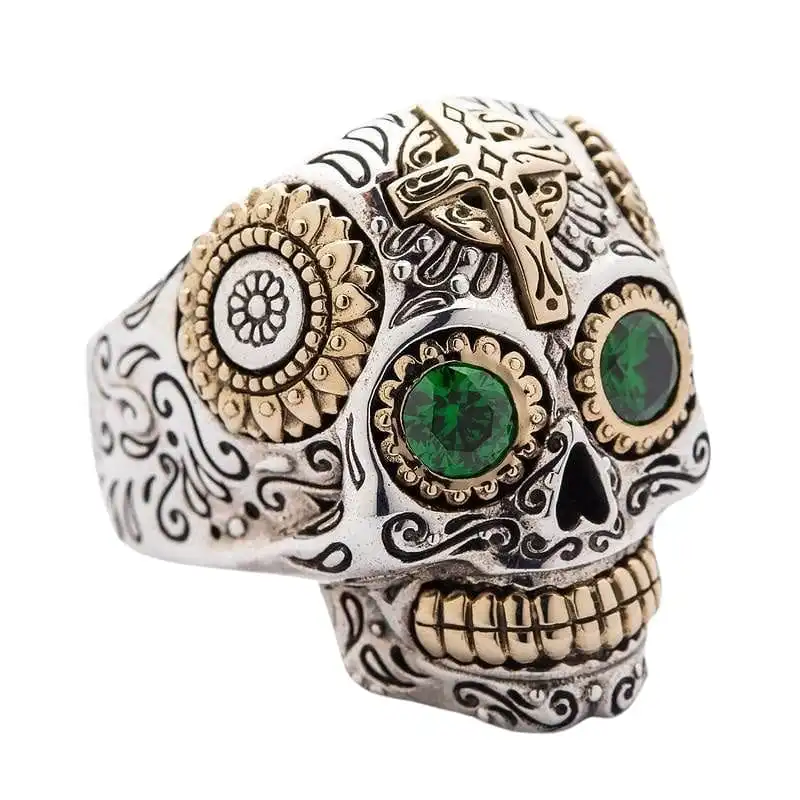 Bikerringshop Sterling Silver Mens Sugar Skull Rings 5 Bikerringshop Sterling Silver Mens Sugar Skull Rings - Image 3
