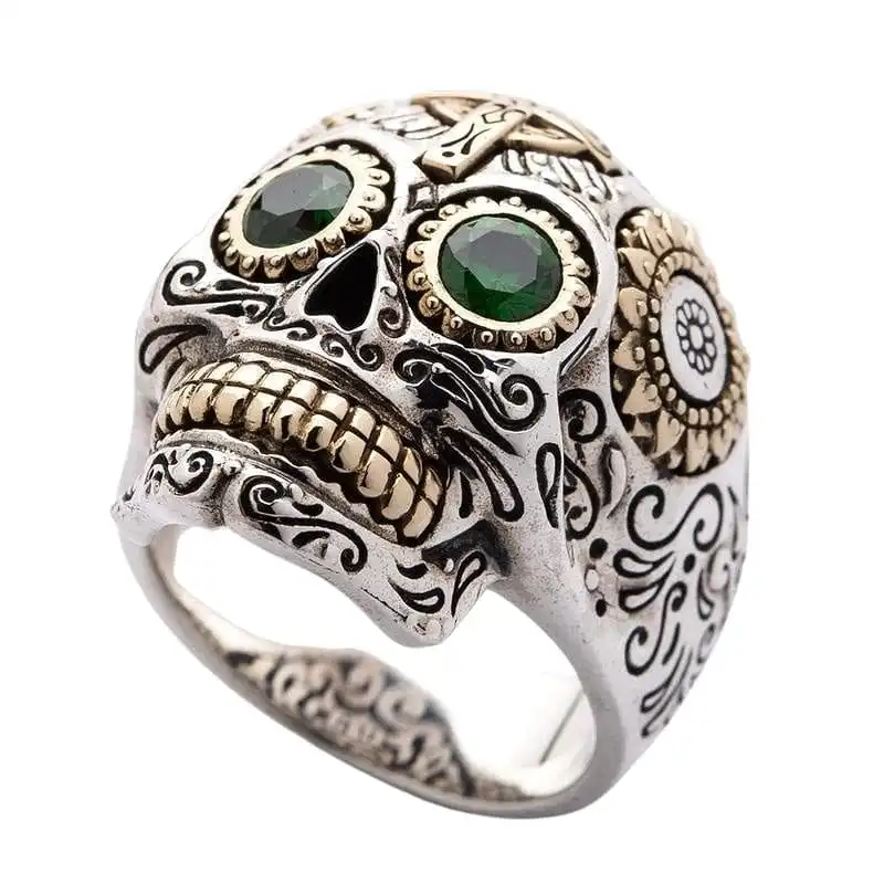 Bikerringshop Sterling Silver Mens Sugar Skull Rings 6 Bikerringshop Sterling Silver Mens Sugar Skull Rings - Image 4