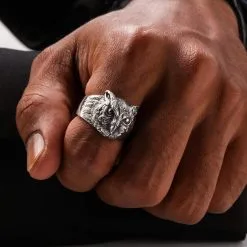 Bikerringshop Sterling Silver Owl Band Ring