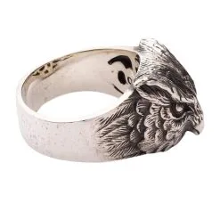 Bikerringshop Sterling Silver Owl Band Ring -Outlet Rings Store sterling silver owl band ring 3