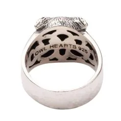 Bikerringshop Sterling Silver Owl Band Ring -Outlet Rings Store sterling silver owl band ring 4