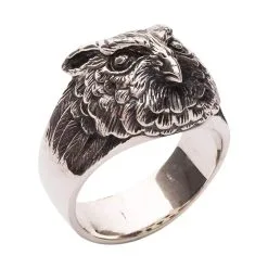 Bikerringshop Sterling Silver Owl Band Ring -Outlet Rings Store sterling silver owl band ring 5