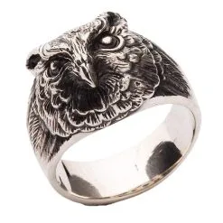 Bikerringshop Sterling Silver Owl Band Ring -Outlet Rings Store sterling silver owl band ring 6