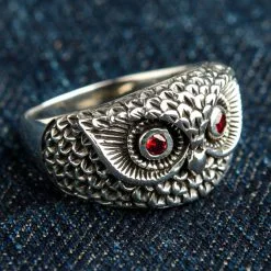 Bikerringshop Sterling Silver Owl Ring Band -Outlet Rings Store sterling silver owl ring 3 2e8afdb9 20d4 4477 a9f5 25a51668e548