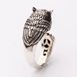 Bikerringshop Sterling Silver Owl Ring -Outlet Rings Store sterling silver owl ring 7