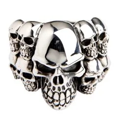 Bikerringshop Sterling Silver Phantom Skull Biker Ring