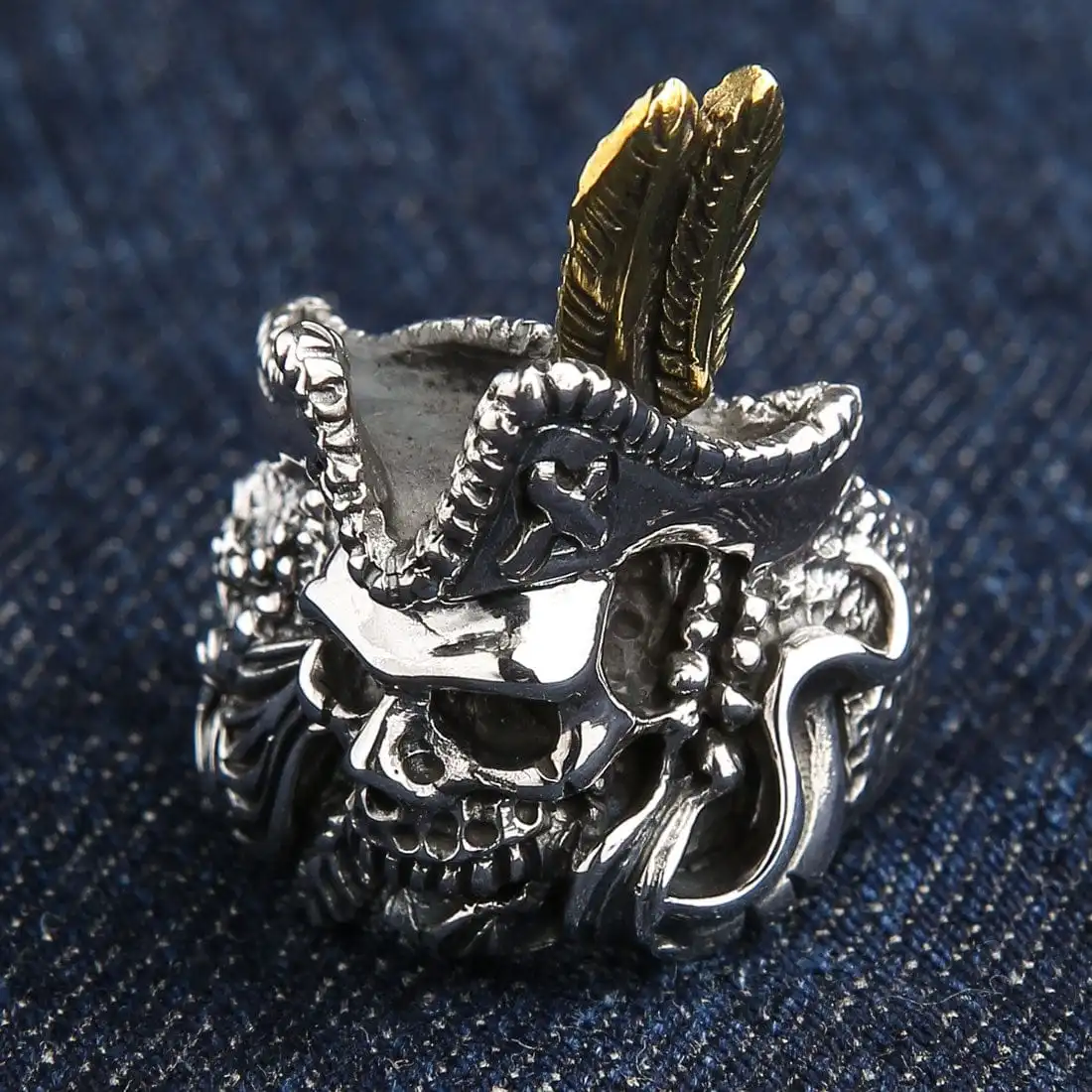 Bikerringshop Sterling Silver Pirate Skull Mens Ring 5 Bikerringshop Sterling Silver Pirate Skull Mens Ring - Image 3