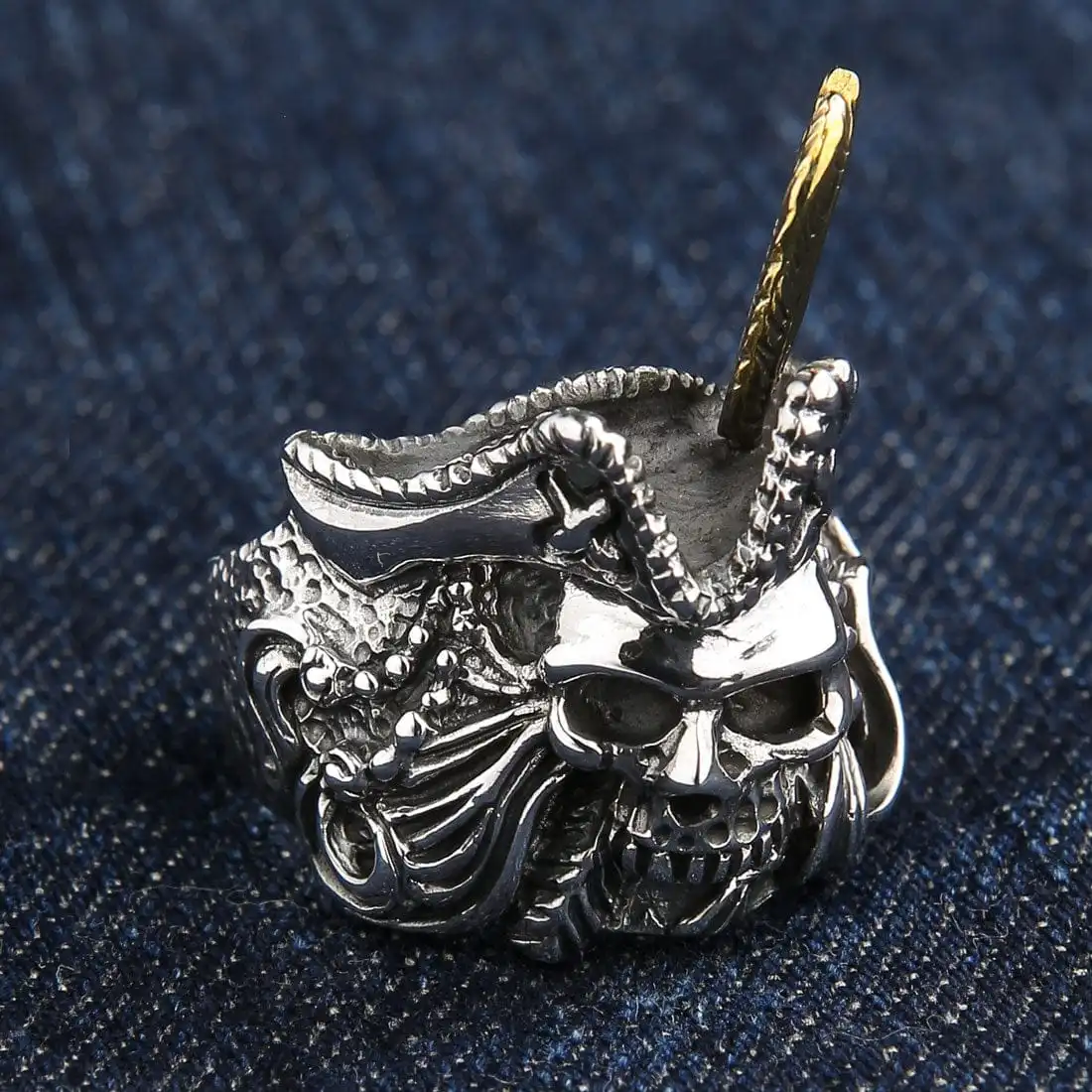 Bikerringshop Sterling Silver Pirate Skull Mens Ring 6 Bikerringshop Sterling Silver Pirate Skull Mens Ring - Image 4